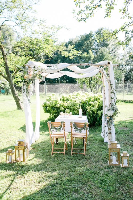 Birch wood wedding Chuppah